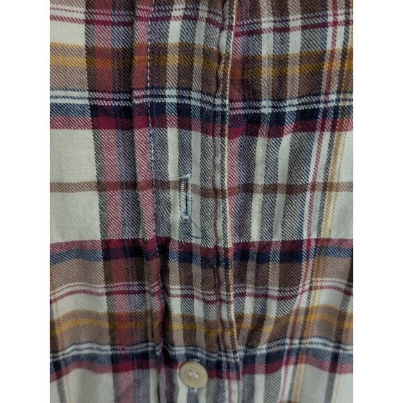 ORGANIC By John Patrick Tunic Button Down Shirt Dress Red Blue Plaid S Small - Picture 4 of 13